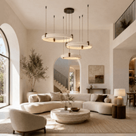 Travertine Three Rings Pendant Light – , All Travertine Small | GlowStone Lamps