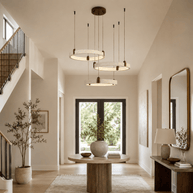 Travertine Three Rings Pendant Light – , All Travertine Small | GlowStone Lamps