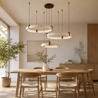 Travertine Three Rings Pendant Light – , All Travertine Small | GlowStone Lamps