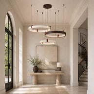 Travertine Three Rings Pendant Light – , All Travertine Small | GlowStone Lamps