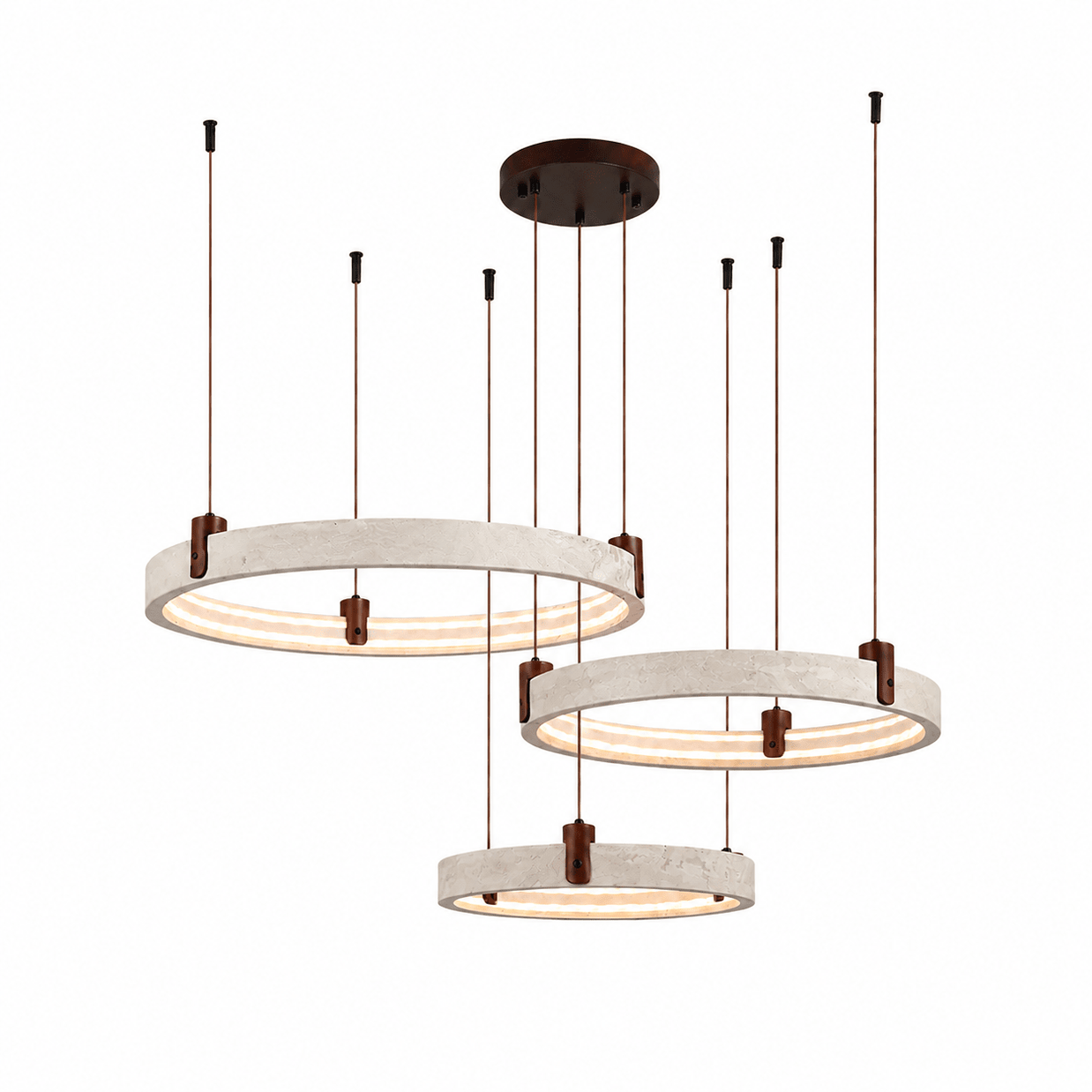 Travertine Three Rings Pendant Light – , All Travertine Small | GlowStone Lamps