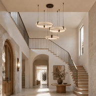 Travertine Three Rings Pendant Light – , All Travertine Small | GlowStone Lamps