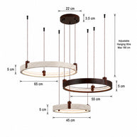 Travertine Three Rings Pendant Light – , Travertine+Walnut Wood Lagre | GlowStone Lamps